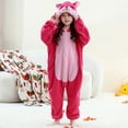thumbnail image 6 of Kids Animal Onesies Pajamas Girls Boys Fuzzy Fleece Hooded Jumpsuits Sleepwear Cute Family Pajama Rompers Hot Pink, 5 Y, 6 of 6