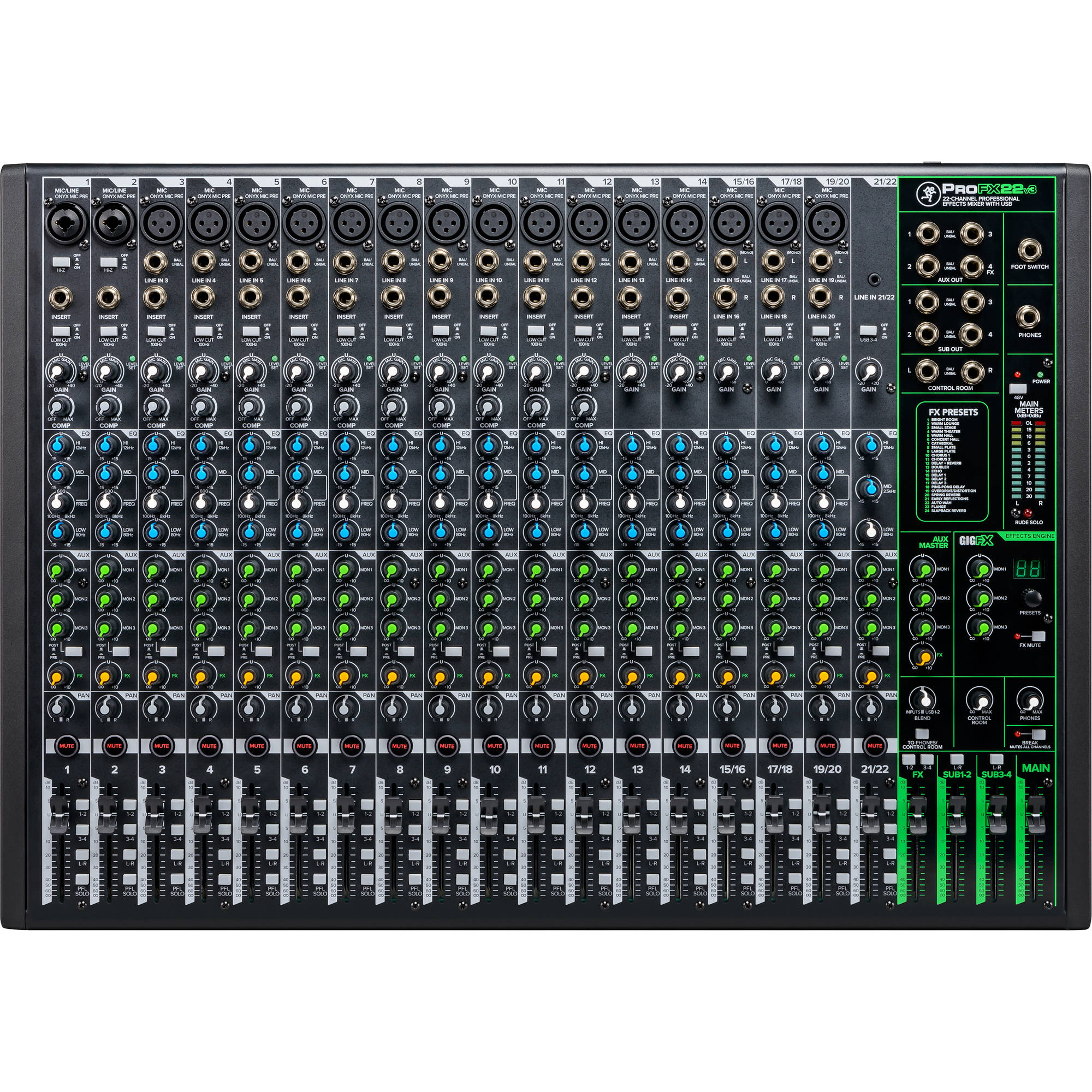 Mackie ProFX22v3 22-Channel Unpowered Effects Mixer USB Bundle with Waveform OEM DAW, 4-Year Full Coverage Extended Warranty, 2x Cable Ties and Microfiber Cloth - image 3 of 6