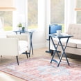 thumbnail image 6 of Contemporary Home Living 4-Piece Folding Planked Top Tray Table Set - 26.5" - Blue, 6 of 6