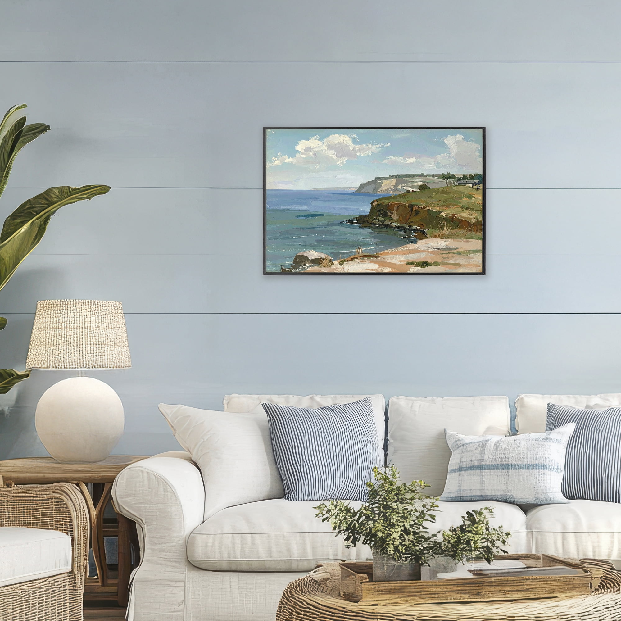 Stupell Industries Along The Shore Scenery Black Framed Giclee Art, design by Alonza Saunders