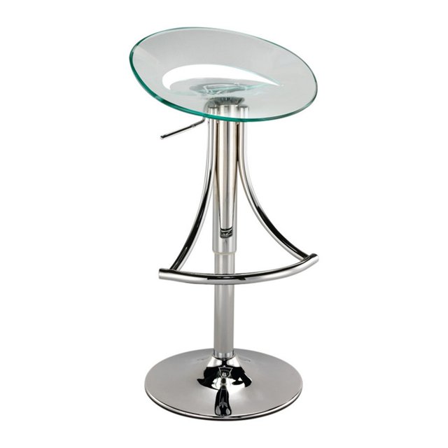 Vera 19-29 Inch Counter Height Stool, Round Swivel Adjustable, Chrome Clear