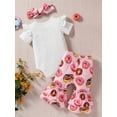 thumbnail image 3 of Coduop Baby Girl Birthday Outfit Set Short Sleeve Romper and Donut Flare Long Pant 3Pcs Clothes Set, 3 of 7