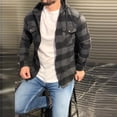 thumbnail image 3 of LEEYNEER Men‘s Plaid Flannel Hoodie Jacket Spring Fall Casual Long Sleeve Zipper Quilted Buffalo Plaid Thermal Sweatshirt Lightweight Slim Fit Sherpa Jacket, 3 of 3