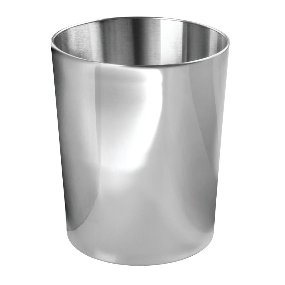 mDesign Metal Round Small Trash Can Wastebasket Polished Walmart