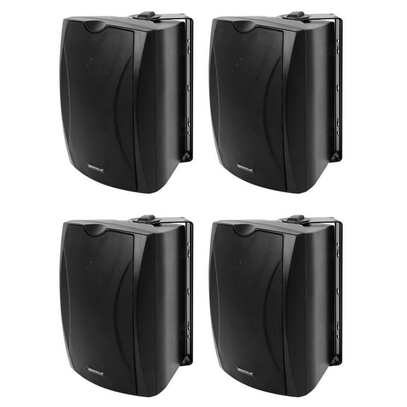 4) Rockville WET-6B 70V 6.5" IP55 Black Commercial Indoor/Outdoor Wall Speakers