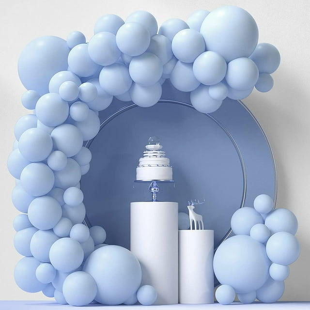 Globos azules 84 piezas Kit de arco de guirnalda de globos azul claro 12,7 cm + 30,48 cm + 45,72 cm Globos azules claros Globos de feliz cumpleaños Decoración de baby shower Globos de boda JAMW Sencillez