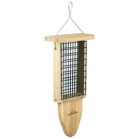 Cedar Double Suet Cake Tail Prop Suet Feeder with Hanging Cable