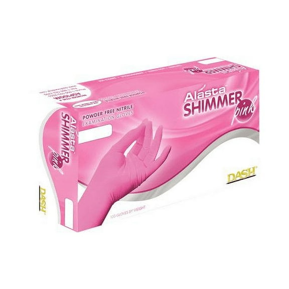 Dash Medical PNK100XS Alasta Nitrile Exam Gloves Powder Free Shimmer Pink Extra Small 100/Bx