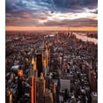 thumbnail image 3 of USA Duvet Cover Set, Aerial View of the Manhattan Skyline at Sunset Famous Financial District NYC, Decorative 3 Piece Bedding Set with 2 Pillow Shams, Calking Size, Blue Orange White, by Ambesonne, 3 of 3