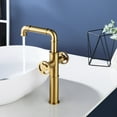 thumbnail image 4 of Rbrohant Industrial Style Double Handle Bathroom Vessel Sink Faucet Gold, 4 of 5
