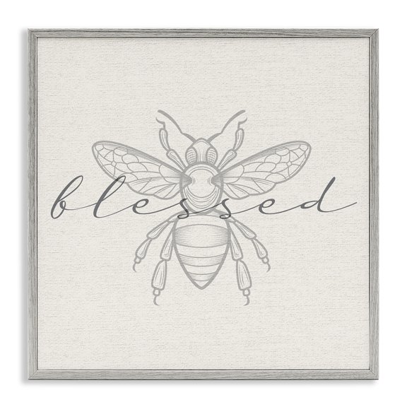 Stupell Industries Shabby Chic Blessed Country Bumblebee Phrase Gray Framed Giclee Art, 24 x 24, by Lil' Rue