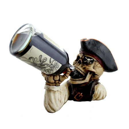 

Skeleton Pirate Wine or Rum Bottle Holder By DWK | Whimsical Decorative Pirate Caribbean or Beach Themed Home or Party Gifts and Decor