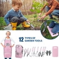 thumbnail image 6 of Pink Garden Tool Set 12 Pieces, ZUEXT Aluminum Gardening Hand Tools with Non-Slip Handle, Kneeling Pad, Apron, Gloves and Organizer Bag, Landscaping Tools - Gift for Women & Garden Enthusiasts, 6 of 9