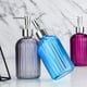 thumbnail image 4 of Dispensador de loción de empuje redondo con rayas verticales de 400 ml, dispensador de jabón for baño, color rosa, disponible for hoteles, cocinas y baños, 4 of 6