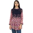 thumbnail image 4 of Phagun Women's Blue Digital Floral Printed Full Sleeve Pintuck Casual Tunic-26, 4 of 7