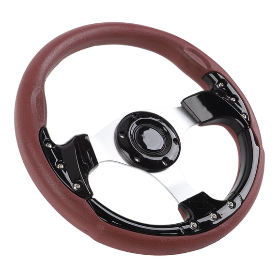 Universal 13in Racing Steering Wheel Sport Style PU Leather Steering Wheel Compatible with Standard 6 Hole Hub Adapter for Vehicles Black