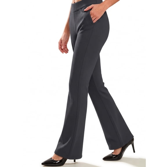 Straight Leg Womens Dress Pants Slim Fit Straight Leg Casual Slacks with Pockets Work Office Pull on Trousers