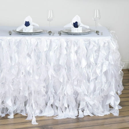 

Efavormart 14ft White Curly Willow Taffeta Table Skirt