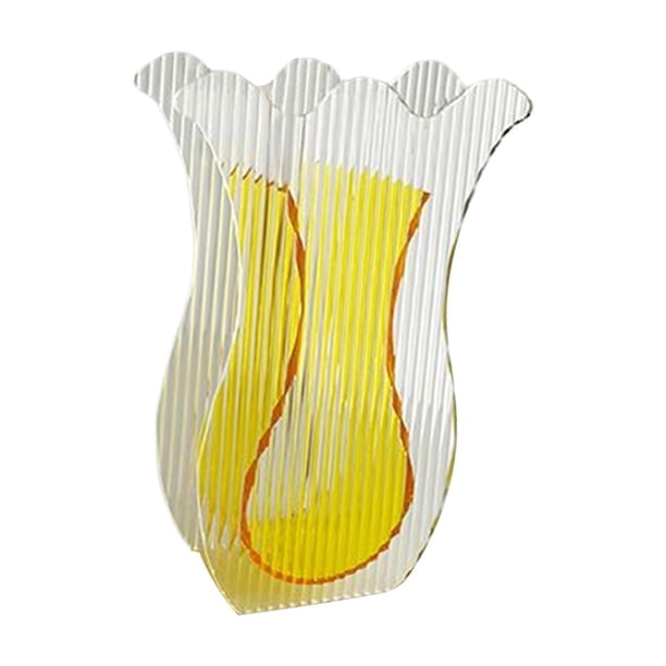Jarrón de flores de acrílico Jarrones decorativos modernos Jarrón de mesa Arreglo floral para Amarillo