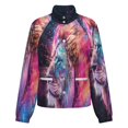 thumbnail image 5 of Jackets for Women Winter Coat Jackets Flannel Stand Collar Jacket(Colorful Lion Galaxy Print,Size:S-4XL), 5 of 7