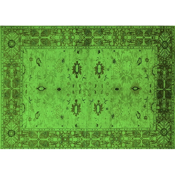 Ahgly Company Indoor Rectangle Oriental Green Traditional Area Rugs, 6' x 9'