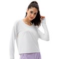 thumbnail image 2 of Women's Loose Sports Sunscreen Long Sleeve Top Sun Protection UV Resistant Breathable Fitness Running Yoga Top,White,XL, 2 of 8