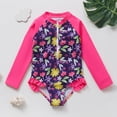 thumbnail image 4 of YunPes Girls and Toddlers Long Sleeve Swimsuit Sun Protection One Piece Rash Guard Bathing Suit Zipper Cute Floral Leopard Print, 4 of 5