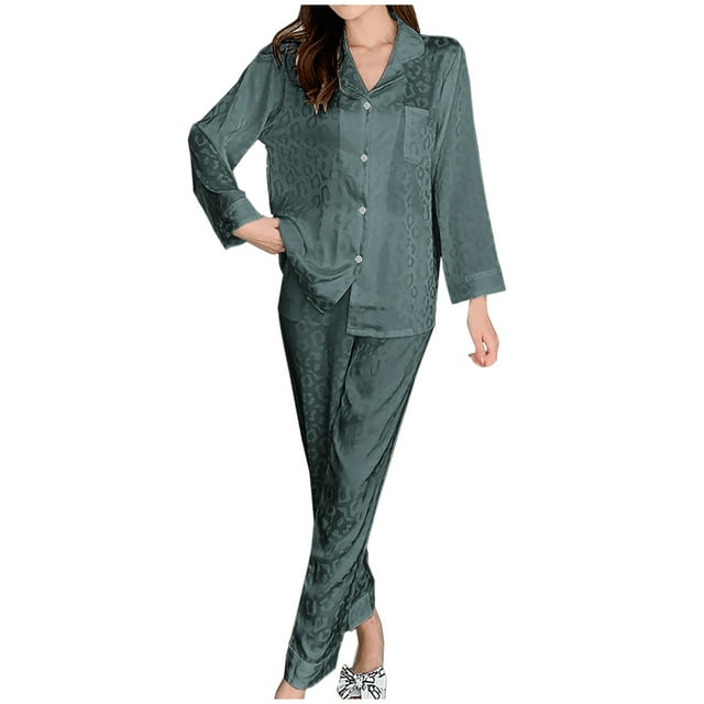 RKSTN Ensembles de Pyjama pour Femmes 2 Pcs Mode Vêtements de Maison Pyjamas Ensemble Deux Pièces Manches Longues Pantalon Ensemble de Pyjama Vêtements de Maison Doux Confortables