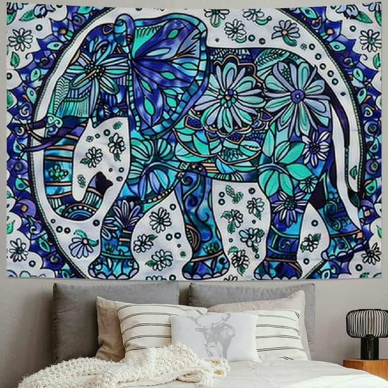 BCIIG RAJRANG Elephant Mandala Tapestry Turquoise Green Bohemian Wall Hanging Large Decorative Boho Home Decor Walmart