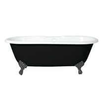 Aqua Eden VBT7D663013NB5 66-Inch Cast Iron Oval Double Ended Clawfoot Tub (7-Inch Faucet Drillings) in Black/White/Oil Rubbed Bronze