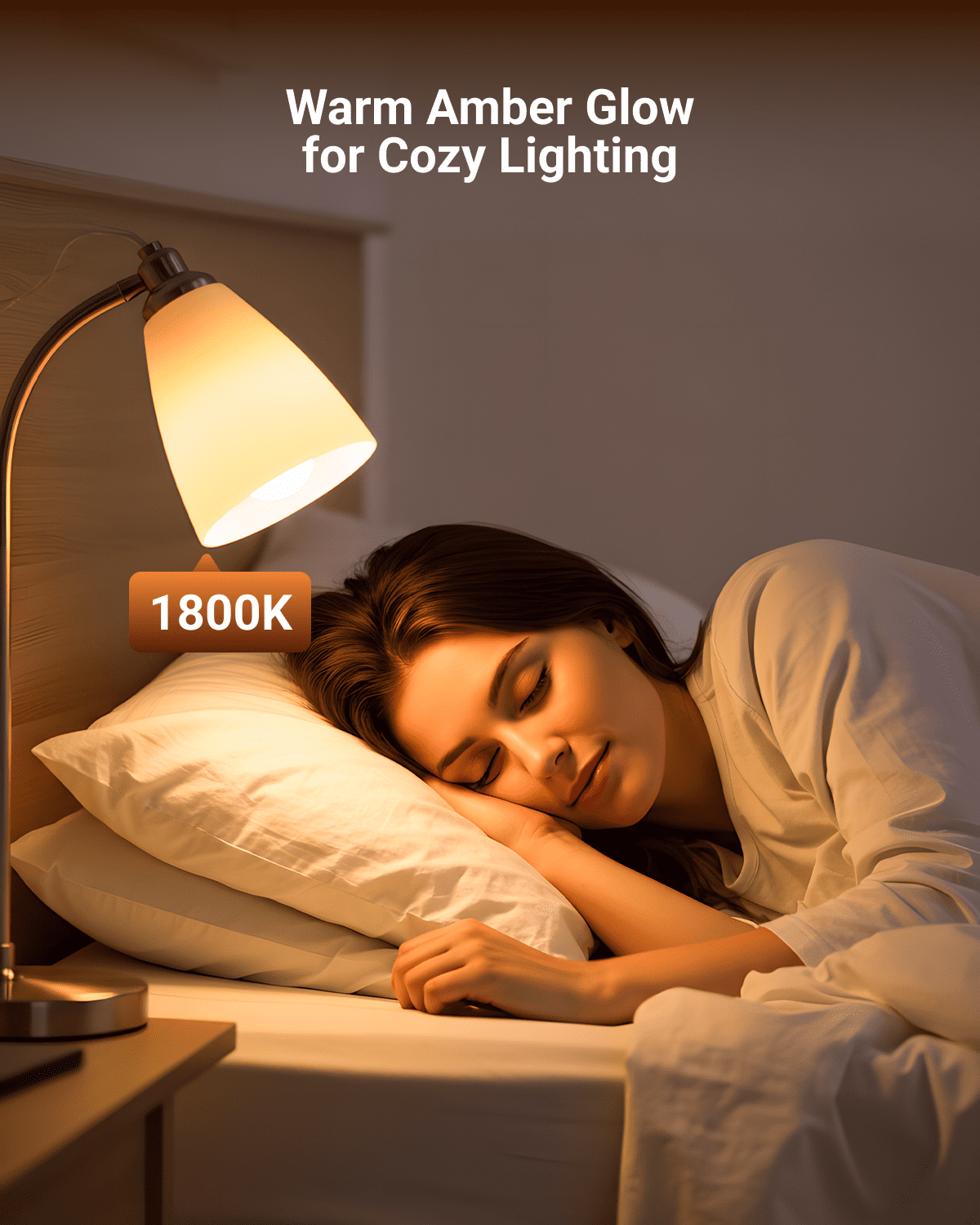 Sunco A19 LED Amber Light Bulb, E26 LED Bulb 60 Watt, Lights for Bedroom, Lamps, Living Room, 9W=60W, 1800K Amber Glow, Dimmable, 800 LM, E26 Medium Base, Instant On, Flicker Free, ETL, 4 Pack