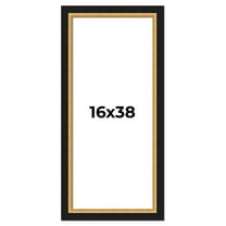 16x38 Frame Gold Real Wood Picture Frame Width 2.25 Inches | Interior Frame Depth 0.5 Inches |