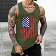thumbnail image 2 of kpoplk Men's American Flag Tank Tops Summer Short Sleeved Tee Workout T-Shirts Beach Athletic Undershirts(Army Green,XXL), 2 of 4