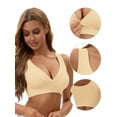 thumbnail image 3 of Unique Bargains Women's Nursing Crossover Wirefree Maternity Bra L Beige, 3 of 6