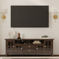 Acadian 72 inch Wide Solid Wood TV Stand in Brunette Brown For TVs up to 80 inches
