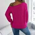 thumbnail image 4 of Fiaer Womens Sweater Cold Shoulder Hollow out Knitted Pullover Long Sleeve Loose Fit Casual Fashion Warm Tops Hot Pink S, 4 of 6