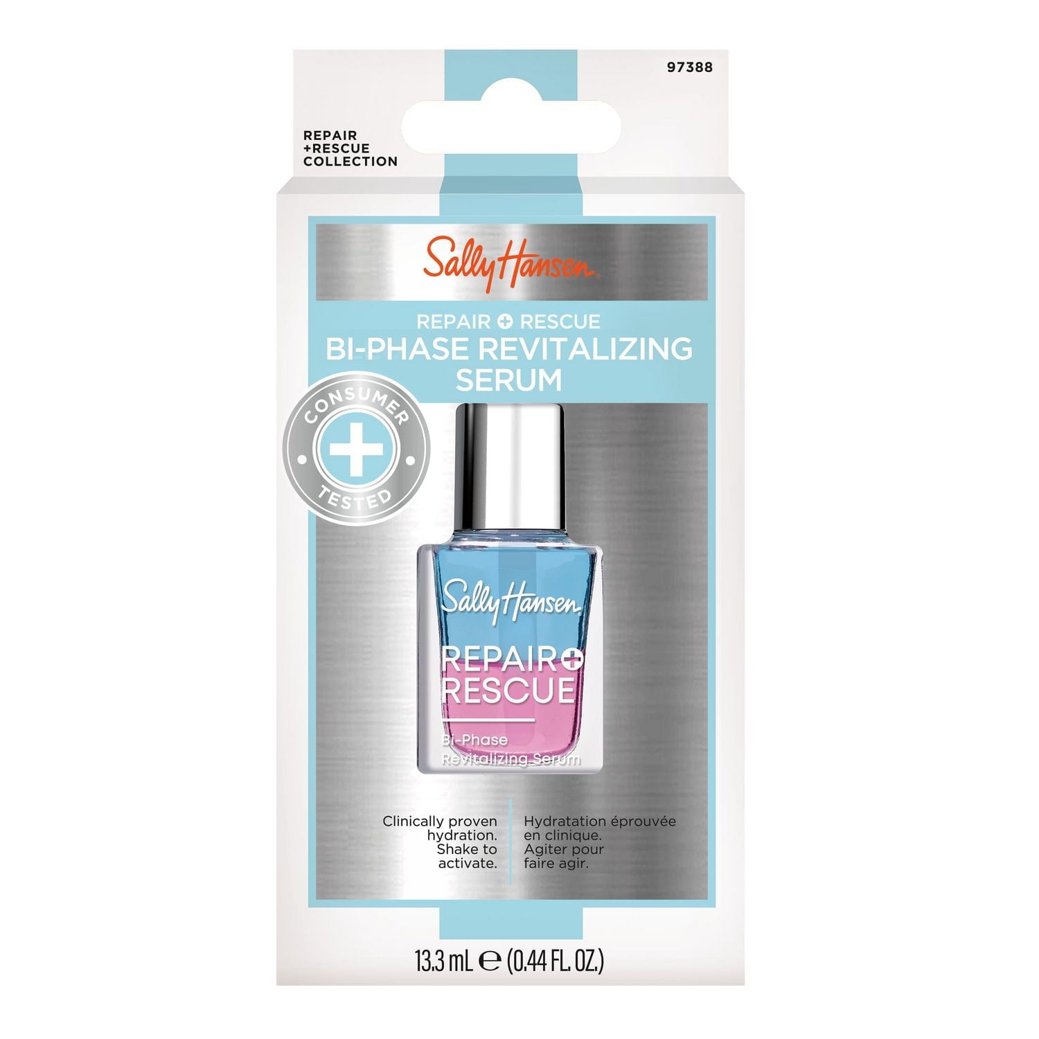 Sally Hansen - Repair + Rescue Sérum revitalisant Bi-Phase, avec glycérine et huile de pépins de raisin, augmente les niveaux d'hydratation quotidienne Sérum revitalisant