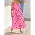 thumbnail image 6 of LMLYSoH Women's Spaghetti Strap Dresses Stylish Dot Print Ruffled Trim Sleeveless Long Dresses for Summer, 6 of 8