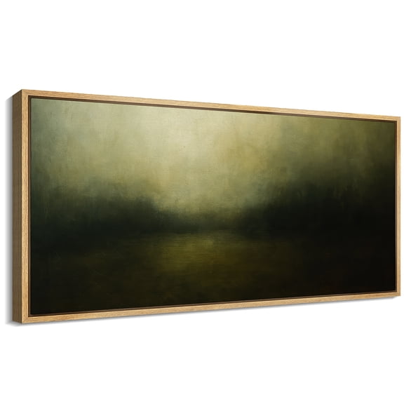 Large Framed Canvas Wall Art Vintage Moody Abstract Landscape Print for Living Room Decoration - 60"x30" Natural Framed