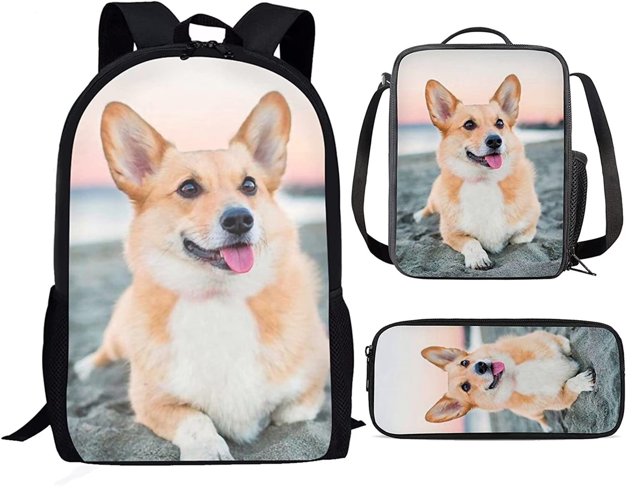 Renewold Funny Backpack Set with Schoolbag Lunch Bag Pencil Case for Boys Kindergarten