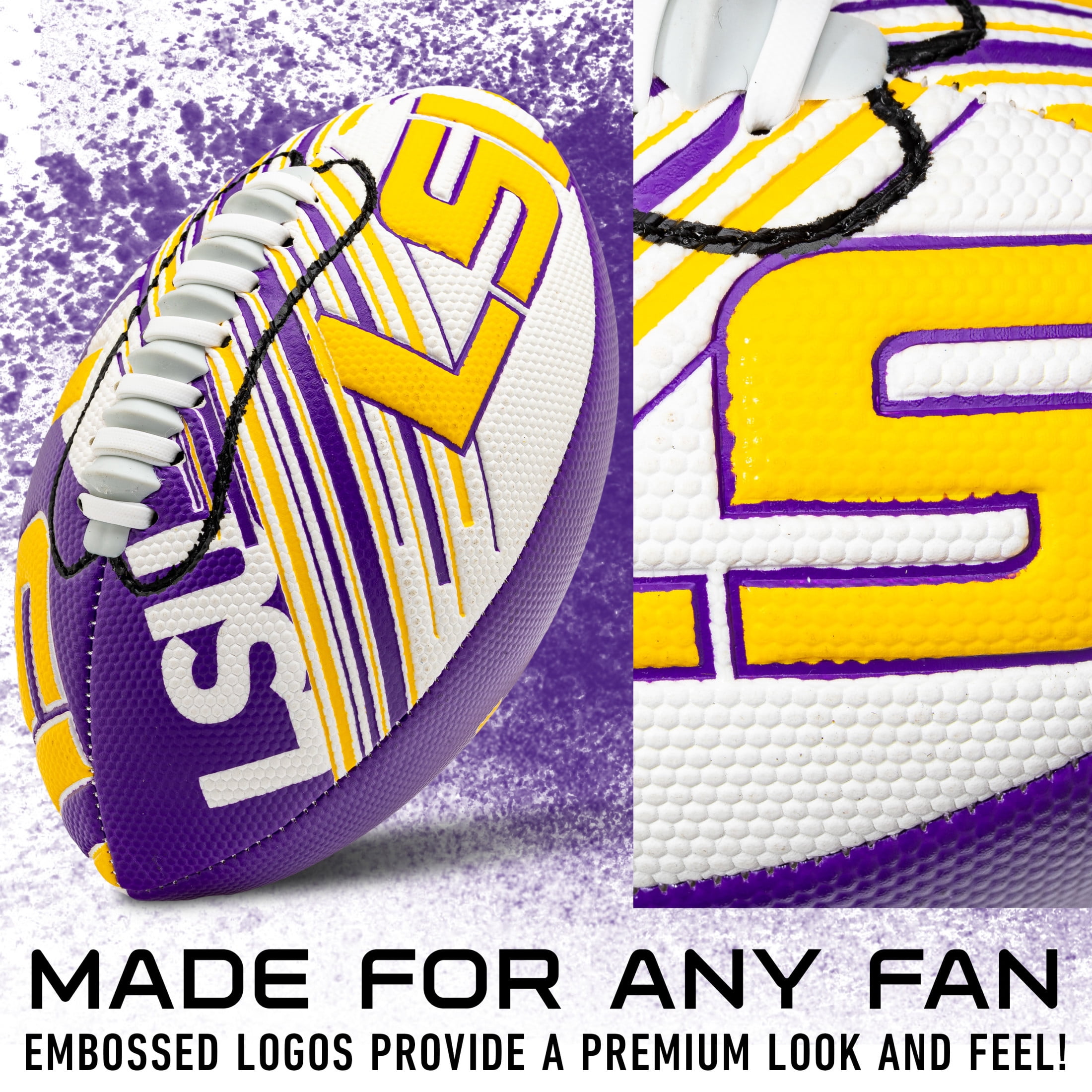 NCAA LSU Tigers Football - Youth Mini Football - 8.5" Football- SPACELACE Easy Grip Texture- Perfect for Kids !