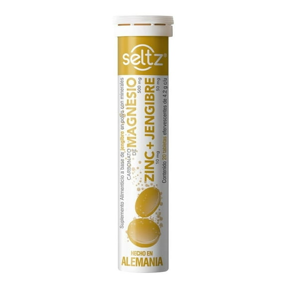 Suplemento alimenticio Seltz magnesio zinc + jengibre 20 tabletas efervescentes de 4.2 g c/u