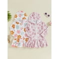thumbnail image 4 of Aojekbee Little Girls Summer Swimwear Dress Long Sleeve Zipper Hooded Floral Beachwear Cover Up Bating Towel, 4 of 10