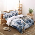 thumbnail image 3 of Christmas Snowman King Size Comforter Set, Blue Tree Eucalyptus Leaves Watercolor Soft Bedding for All Seasons, 4 Pcs Bed Set with 1Comforter (90"x106") ,1 Sheet(94"x116"), 2 Pillowcases (19"x35"), 3 of 7