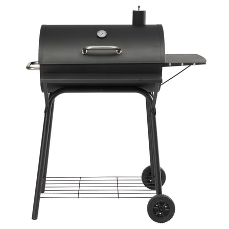 ARGUST Barrel Charcoal Grill with Side Front Table, 571 Sq.In Cooking Space, Outdoor BBQ Grill with Adjustable Fire Grate & Built-in Thermometer, Black for Backyard Patio Parties