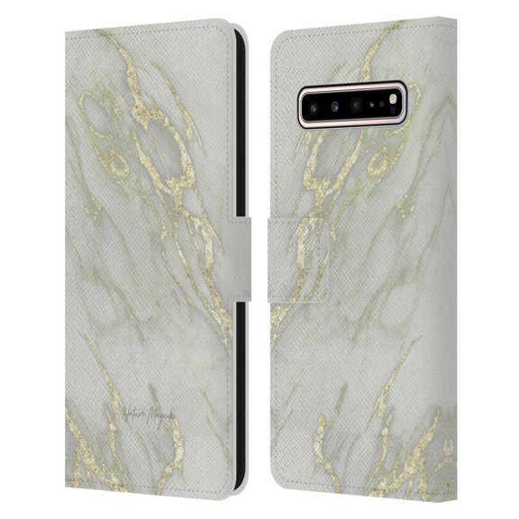 Head Case Designs Officially Licensed Nature Magick Marble Metallics Yellow Leather Book Wallet Case Cover Compatible with Samsung Galaxy S10 5G
