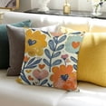 thumbnail image 3 of BANET Flower Throw Pillow Covers , Watercolor Orange Floral Leaves Pillow Cushion Cases, Spring Summer Modern Farmhouse Decorative Square Pillowcases for Sofa Couch Bedroom Living Room 22x22in, 3 of 5