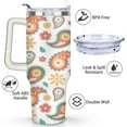 thumbnail image 3 of Paisley Design40 Oz Tumbler with Handle Lid and Straw, Stainless Steel Double Walled Vacuum Insulated Cup, Cute Anniversary Wedding Birthday Gifts Tumbler for Women Men Friends Outdoor Indoor, 3 of 7