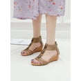 thumbnail image 6 of PULLIMORE Women Wedge Sandals Open Toe Casual Summer Roman High Heel Breathable Beach Sandals (Brown,Women 7-8), 6 of 11
