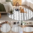 thumbnail image 5 of Black Botanical Round Area Rug 3.3Ft Washable Circle Rugs for Dining Room Table, Modern Farmhouse Tropical Leaves Non-Slip Carpet Floor Mats Indoor Outdoor Carpet Runner Aesthetic Home Decor, 5 of 8